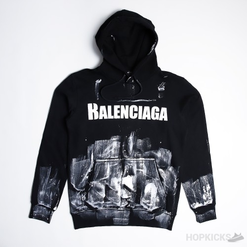Balenciaga Logo Brushstrokes Black Hoodie 